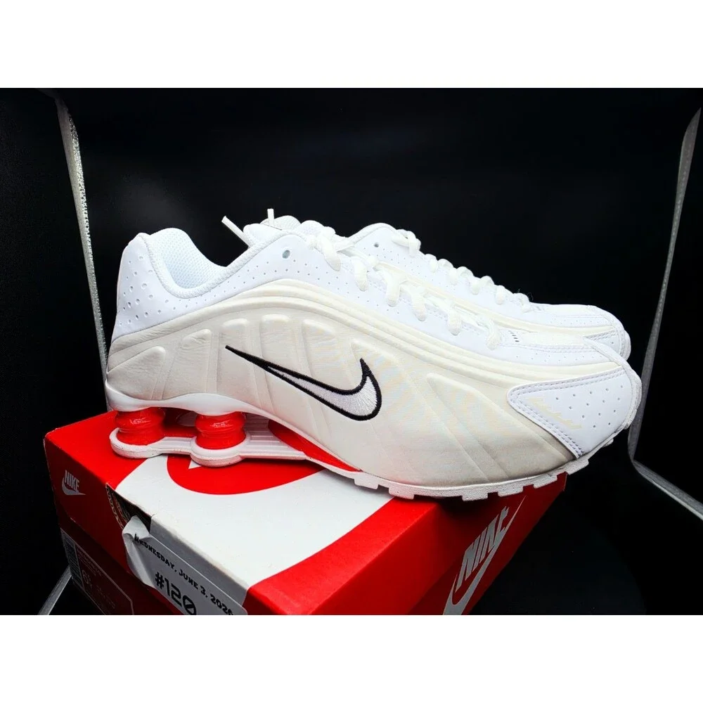 Nike Shox R4 (GS) Kids Sneakers White/Black CW2626-102 SIZE US 8 WOMEN/6.5Y
